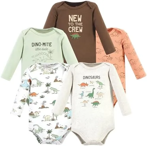 Kit Com 5  Macaces Unissex Hudson Baby De Manga Comprida De Algodo Para Beb